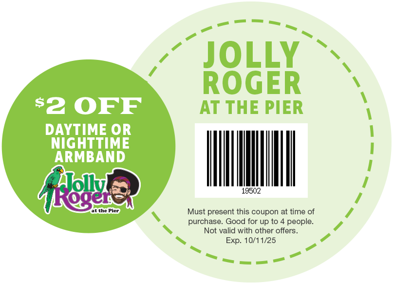 $2 OFF Daytime or Nighttime Armband at Jolly Roger at the Pier