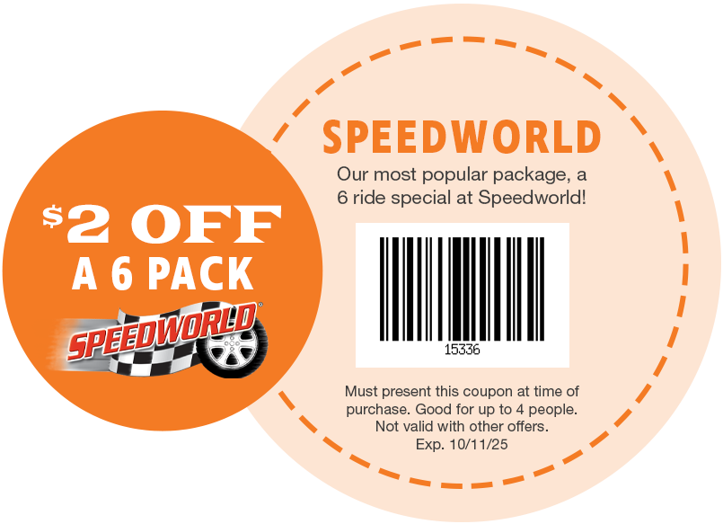 $2 OFF A 6 Pack at Jolly Roger SpeedWorld